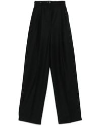 Sportmax - Zwarte Wollen Stretch Oversized Broek - Lyst