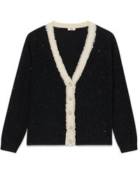 Oltre - Cardigan mit paillettenstickerei und ausgefransten bordüren - Lyst