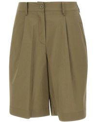 Kaos - Korte Broeken ,Groen ,Katoen Pleated Shorts - Lyst
