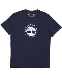 Timberland - Tops ,Blauw ,Katoen Graphic Tee Dark Sapphire T-Shirt - Lyst
