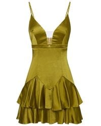 Elisabetta Franchi - Mini-Kleid Aus Satin Mit Schmuckdetails - Lyst