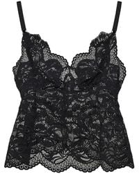 Rabanne - Schwarzes blumenspitzen v-ausschnitt top - Lyst