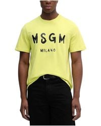 MSGM - Katoenen Jersey T-Shirt Met Logodetail - Lyst