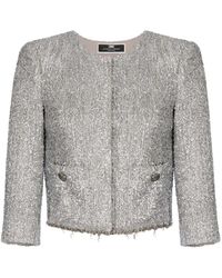 Elisabetta Franchi - Silberne jacken für frauen,tweed jackets - Lyst