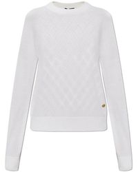 Balmain - Truien & Vesten ,Wit ,Wol Trui Met Ronde Hals - Lyst