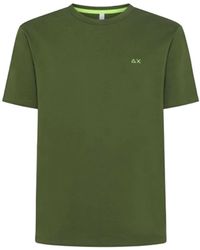 Sun 68 - T-shirt a maniche corte verde solido - Lyst