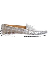 Tod's - Silberne Loafers mit Punktmuster - Lyst