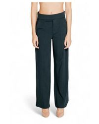 Street One - Groene Viscose Broek Met Hoge Taille En Wijde Pijpen - Lyst