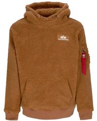 Alpha Industries - Hoodies & Sweatvesten ,Bruin ,Polyester Sherpa Teddy Hoodie Kameel - Lyst