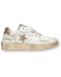 2Star - Glitzer gold padel sneakers bianca - Lyst