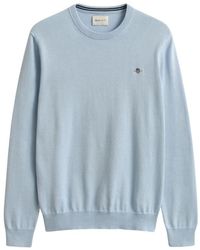 GANT - Hoodies & Sweatvesten ,Blauw ,Katoen Katoenen Sweater Met Ronde Hals - Lyst
