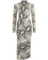 Roberto Cavalli - Midi Jurk Met Pythonprint - Lyst