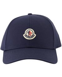 Moncler - Accessoires ,Blauw ,Katoen Baseball Logo Cap - Lyst