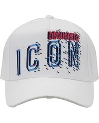 DSquared² - Accessoires ,Wit ,Katoen Icon Baseballpet Met Gesp - Lyst