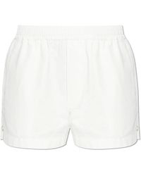 DSquared² - Korte Broeken ,Wit ,Linnen Linnen Shorts Met Geborduurd Logo - Lyst
