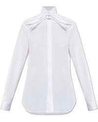 Moschino - Overhemden ,Wit ,Katoen Blouse Met Decoratieve Strik Bij De Halslijn - Lyst