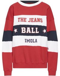 Ball - Hoodies & Sweatvesten ,Rood ,Katoen Rode Sweatshirt Met Strepen En Tekst - Lyst