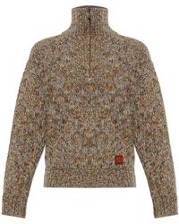 DSquared² - Truien & Vesten ,Veelkleurig ,Wol Wol Trui Met Logopatch - Lyst