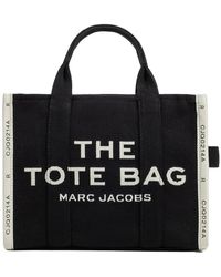Marc Jacobs - Schwarze jacquard medium tote tasche,schwarze mittlere tote tasche mit logo - Lyst