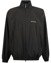 Balenciaga - Jassen ,Zwart ,Zwarte Jas Met Rits Lange Mouwen - Lyst