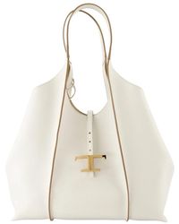 Tod's - Weiße Leder T Timeless Shopper - Lyst