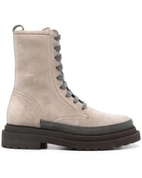 Brunello Cucinelli - Suède Laarzen Met Monili-Detail - Lyst