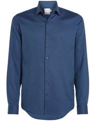 Calvin Klein - Blaues Hemd Slim Fit Knopfleiste - Lyst