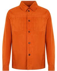 Moorer - Jassen ,Oranje ,Leer Bobbio Shirt Jacket - Lyst