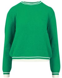 MSGM - Truien & Vesten ,Groen ,Wol Groene Trui Van Wol En Kasjmier Met Geborduurd Logo - Lyst