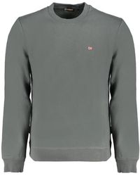 Napapijri - Hoodies & Sweatvesten ,Groen ,Katoen Groene Sweatshirt Met Lange Mouwen En Geborduurd Logo - Lyst