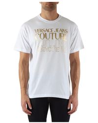 Versace - Regular fit baumwoll t-shirt mit logo - Lyst