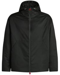Kiton - Jassen ,Zwart ,Hooded Technische Stof Jas - Lyst