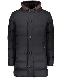 Moorer - Jassen ,Blauw ,Wol Gewatteerde Jas Met Capuchon - Lyst