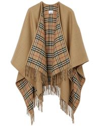 Burberry - Jassen ,Wol Vintage Check Omkeerbare Franje Jas - Lyst