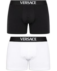 Versace - Ondergoed ,Veelkleurig ,Katoen Logo Long Trunks 2-Pack - Lyst