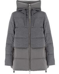 DUNO - Gewatteerde Wollen Parka Met Gewatteerde Capuchon - Lyst