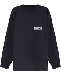 Balenciaga - Hoodies & Sweatvesten ,Zwart ,Katoen Masking Tape Long Sleeve T-Shirt Large Fit - Lyst