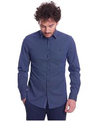 Trussardi Slim Fit Pattern Shirt - Blauw