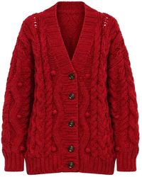 Dolce & Gabbana - Truien & Vesten ,Rood ,Wol Open Long Sleeve Cardigan - Lyst