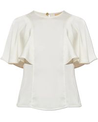 Michael Kors - Overhemden ,Leer Satin Cape Sleeve Blouse - Lyst