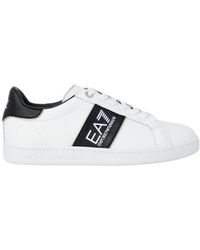 EA7 - Schoenen ,Wit ,Leer Leren Sneakers Met Veters - Lyst