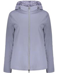 Herno - Jassen ,Paars ,Polyester Hooded Down Jacket Met Trekkoord - Lyst