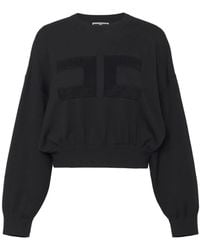 Elisabetta Franchi - Hoodies & Sweatvesten ,Zwart ,Zwarte Trui Met Verfijnde Details - Lyst
