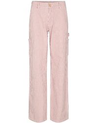 Sofie Schnoor - Rode Cargo Broek Met Gestreepte Print - Lyst