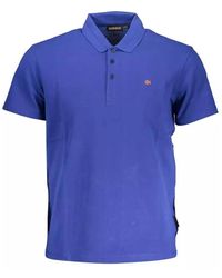 Napapijri - Blaues baumwoll-polo-shirt mit logo-stickerei - Lyst