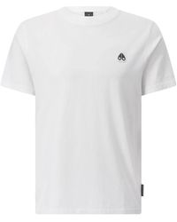 Moose Knuckles - Tops ,Wit ,Logo Patch T-Shirt - Lyst