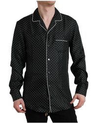 Dolce & Gabbana - Schwarzes seidenhemd mit polka dots - Lyst