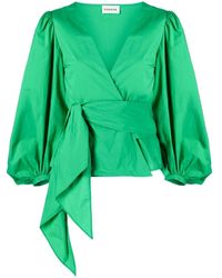 P.A.R.O.S.H. - Groene Blouse Met V-Hals - Lyst