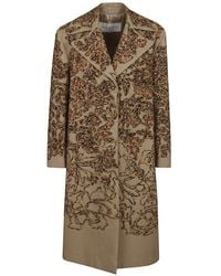 Dries Van Noten - Jassen ,Wol Stijlvolle Geborduurde Witte Winterjas - Lyst