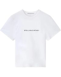 Stella McCartney - T-shirts und polos aus bio-baumwolle,weiße t-shirts und polos mit schwarzer aufschrift - Lyst